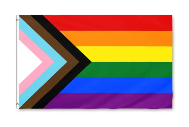 90 X 150 cm Rainbow Flag LGBT flag (Progress Pride Flag) with 2 ...