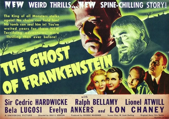 Lon Chaney Jr Ghost Of Frankenstein Monster Classic Lobby Card 8X10 Photo