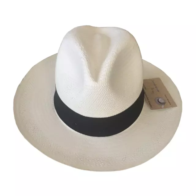 Sombrero Panamá, genuino, hecho a mano en Ecuador, 100% paja ""toquilla