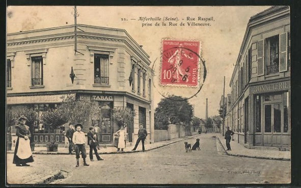 CPA Alfortville, Rue Raspail taken from Rue de Villeneuve, street view 1908