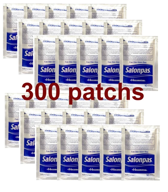 300 Patchs Salonpas Plast Soulage Douleur Maux Dos Muscles Arthrite (6.5x4.2cm)