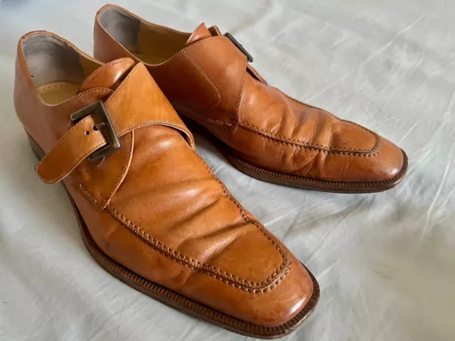 Russell & Bromley Tan Leather Monk Strap Shoes UK 8.5 EU 42.5