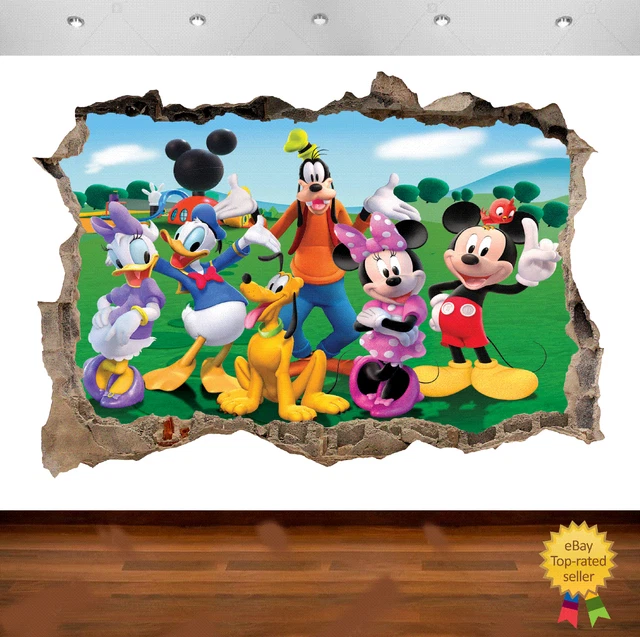 MICKEY MOUSE CLUBHOUSE 3d Smashed Wall View Sticker Poster Vinyl 683 £