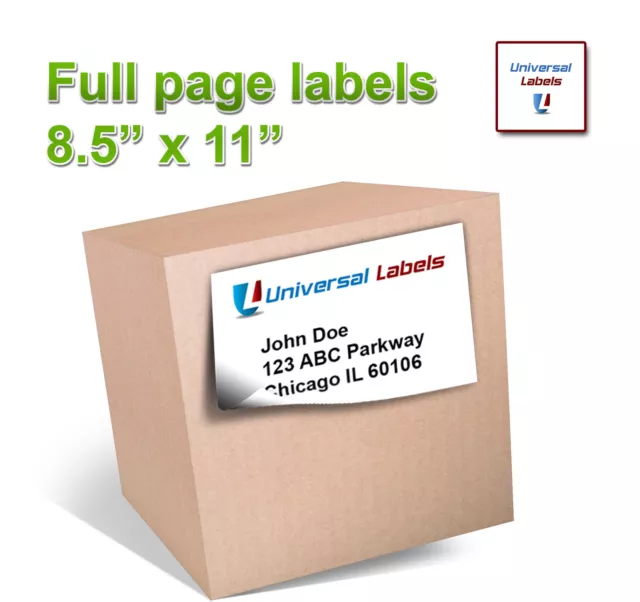 1000 8.5 x 11 Full Page Label - Vertical Peel slit - Laser and Inkjet - USA Made