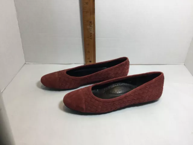 Vaneli Womens Size 7.5 N Maroon Woven Suede Ballet Flats NWOB