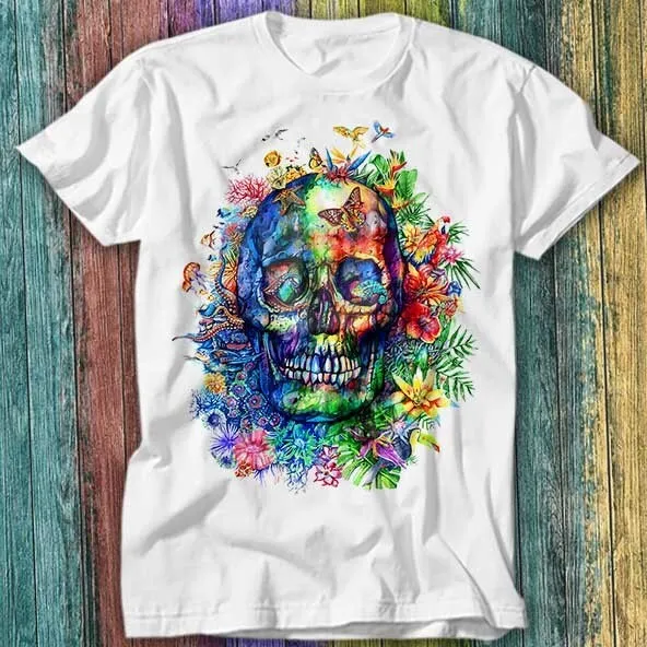 Sugar Skull Flower T Shirt Top Tee 512