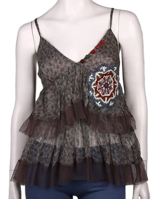 Top Débardeur Femme Chipie Liberty Fleuri Jaune - Taille 42 - Vintage - Neuf Avec étiquettes