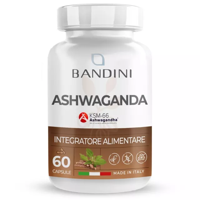 Bandini® Ashwagandha KSM-66® 100% Vegan-Integratore Naturale da Polvere Withani