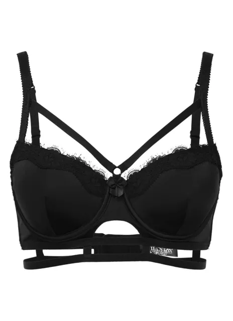 BLACK BRA WITH Webbing/Straps And Harness With Moons, KILLSTAR, Gothic Sexy  F £28.88 - PicClick UK