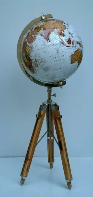Mapa moderno Atlas globo mundial con trípode de madera soporte globo decoración de piso 18" grande 3