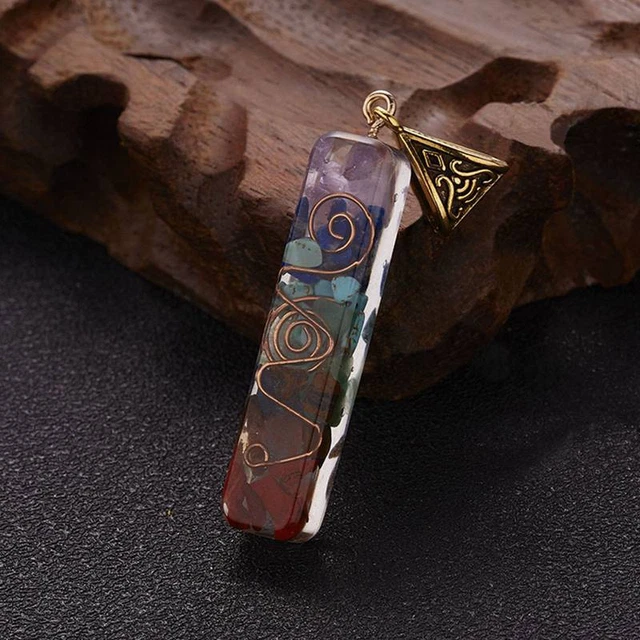 7 Chakra Crystal Orgone Healing Generator Pendant Copper Coil Orgonite Necklace