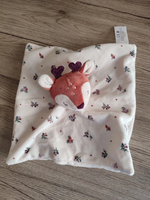 DOUDOU PLAT SIMBA TOYS BICHE FAON CERF BLANC BEIGE CRÈME FLEURS comme neuf