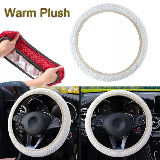 Winter Anti-Slip Warm Plush Soft Car Steering Wheel Cover Pearl Velvet