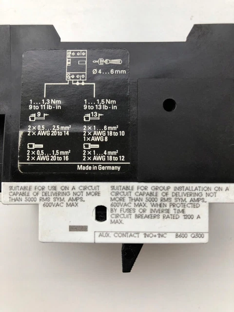 Motor circuit breaker 0.4-0.6A SIEMENS 3VU1300-1ME00 / #Z D1KR 5434