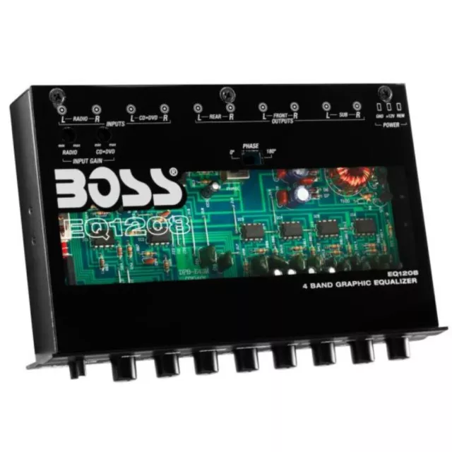 BOSS AUDIO SYSTEMS EQ1208 EQ 1208 pre-amp equalizer 2 ingressi rca 3 uscite