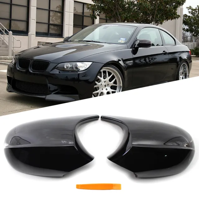 Gloss Black Rearview Side Mirror Cover Caps For BMW E90 E92 E93 LCI