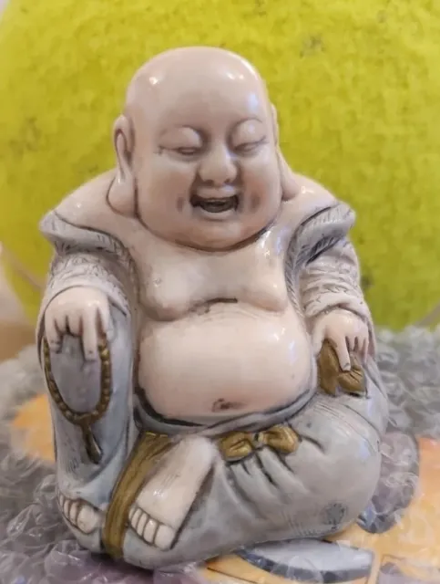 Laughing Buddha Happiness Gate - NIGRI PILSEMALEREI Resin Hand Painted Italian