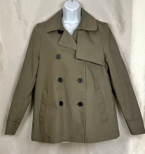 Everlane The Swing Short Green Double Breast Trench Women Jacket Size L