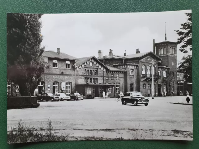 Postcard Eilenburg station with car including Wartburg 311