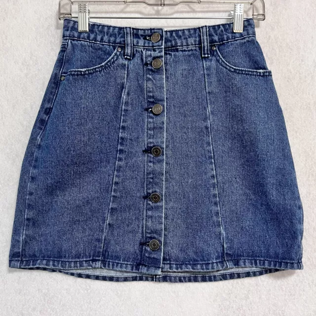 Refuge A-Line Blue Jean Denim Skirt Button Front Women’s Size Extra Small