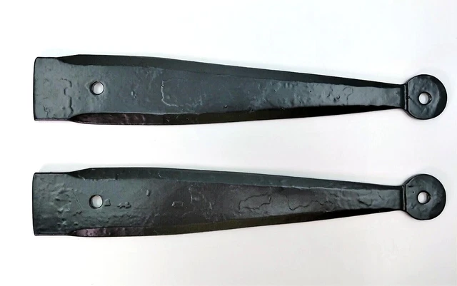 Pair of Decorative 10” Steel Strap Hinges USA Made Blacksmith Hand-Forged #701