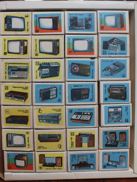 Souvenir Collection of 1981 USSR SOVIET RADIO EQUIPMENT on Matchboxes Set of 28