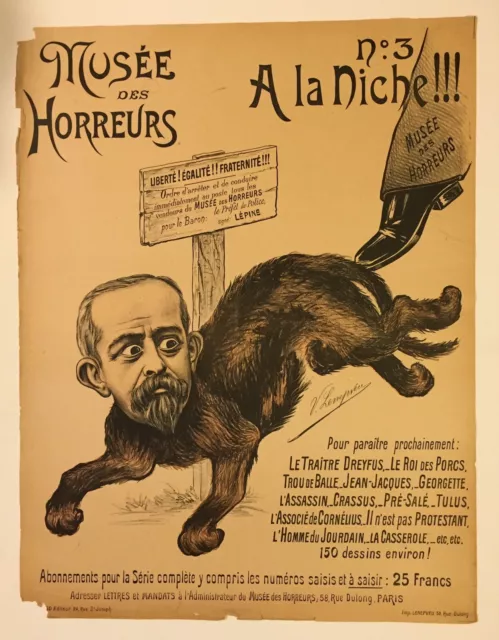 Musée des Horreurs No 3: A la niche!, Original-Plakat LENEPVEU 1900 Lithographie