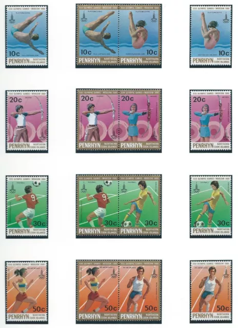 Penrhyn Olympic Games Moscow 1980 Perforated set and set out of block MNH