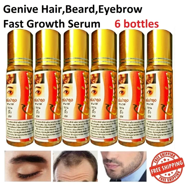 6X Suero genivo para el crecimiento del cabello rápido barba larga cejas estimulador más largo vitamina.