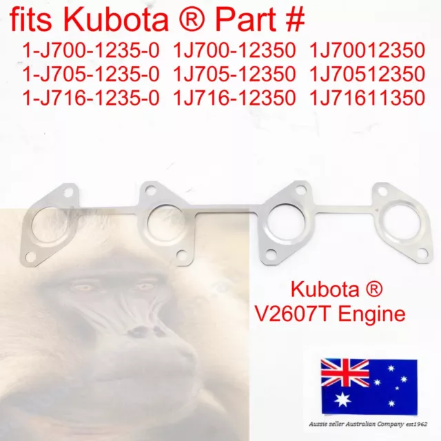 fits Kubota V2607T Exhaust Manifold Gasket 1J700-12350 1J705-12350 1J716-12350 2