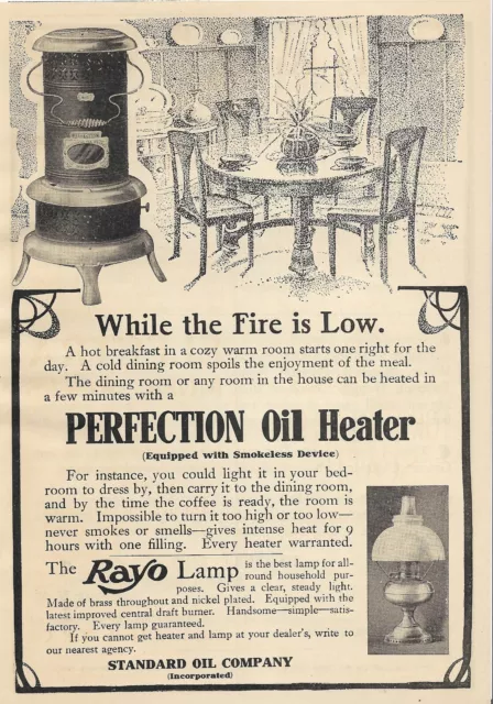 Antique 1900's Standard Oil Co. - Perfection Oil Heater - Rayo Lamp - 1908 AD