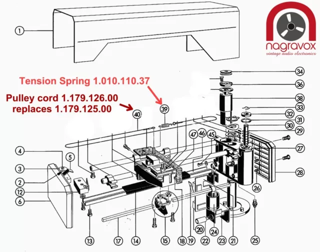 Revox B790 B791 B795 B291 pulley cord kit for Linatrack turntables 2