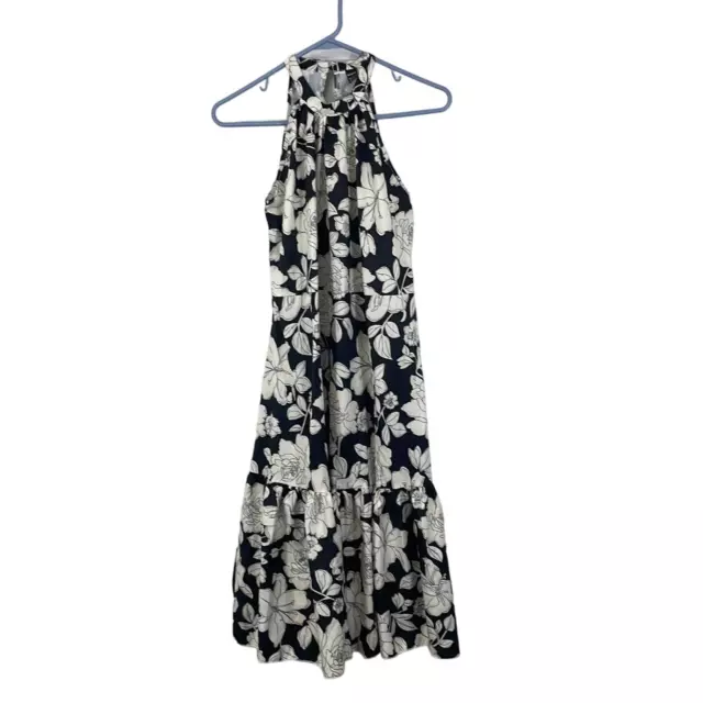 Shein Womens Black White Floral Ruffle Halter Neck Long Maxi Dress Size XS US 2