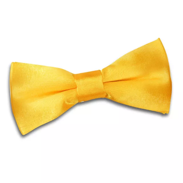 Marigold Satin Plain Solid Boys Kids Childrens Formal Pre-Tied Bow Tie by DQT