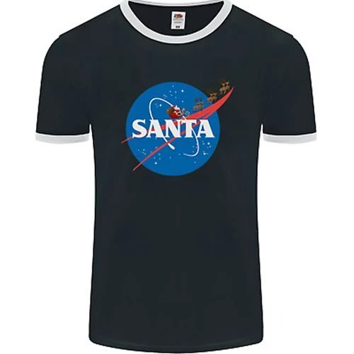 Santa Clause NASA Parody Funny Christmas Mens Ringer T-Shirt FotL