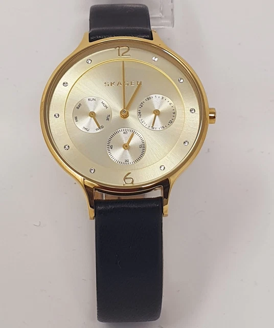 Anita black deals leather watch