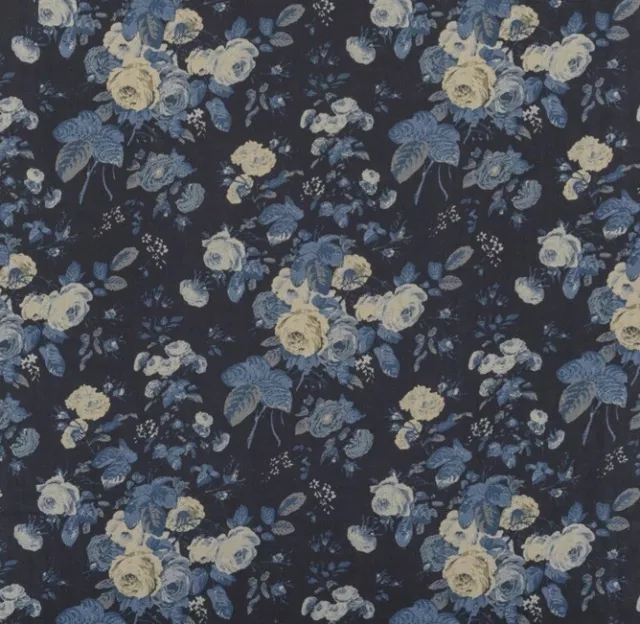 Ralph Lauren Curtain Fabric 'TALLULAH FLORAL - INDIGO ' 1.1 METRES 100% Linen