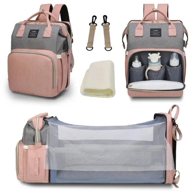 Baby Diaper Bag Backpack with Bassinet Crib Bed Folding Large-capacity Mommy Bag