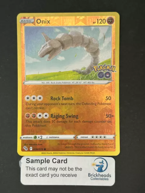 Pokémon GO TCG Onix Common Card 036/078 NM