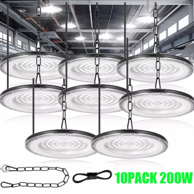 10x200W UFO Led High Bay Lights Commercial Warehouse Factory Light Fixture 6500K