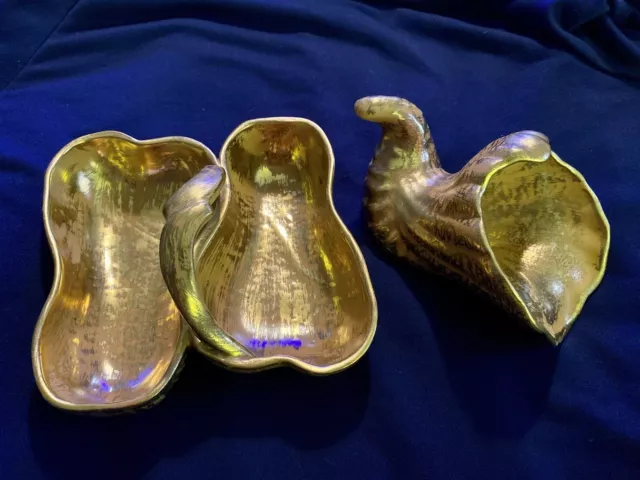 Stangl Pottery Antique Gold Horn Of Plenty Cornucopia Vase Vintage MCM 8” Long
