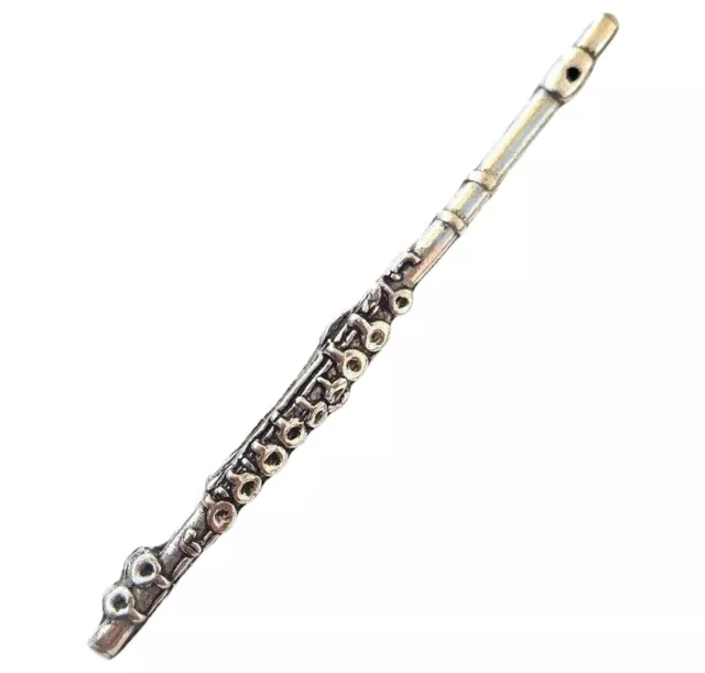 Flute Finely Handcrafted in Solid Pewter In UK Lapel Pin Badge