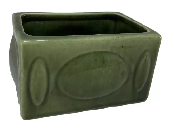 Haeger Pottery Rectangular Bubble Planter Olive Green Glaze w/ Sticker & Marked