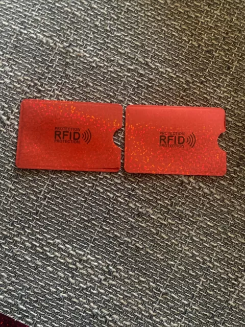 X2 Protections carte bancaire sans contact Rouge  RFID NFC  étui ANTI-PIRATAGE