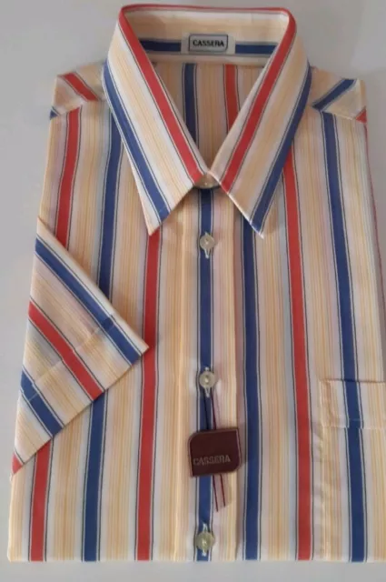 Camicia Vintage Uomo Nuova, Misure 38 e 40 M, Manica Corta, A Righe Vari Colori