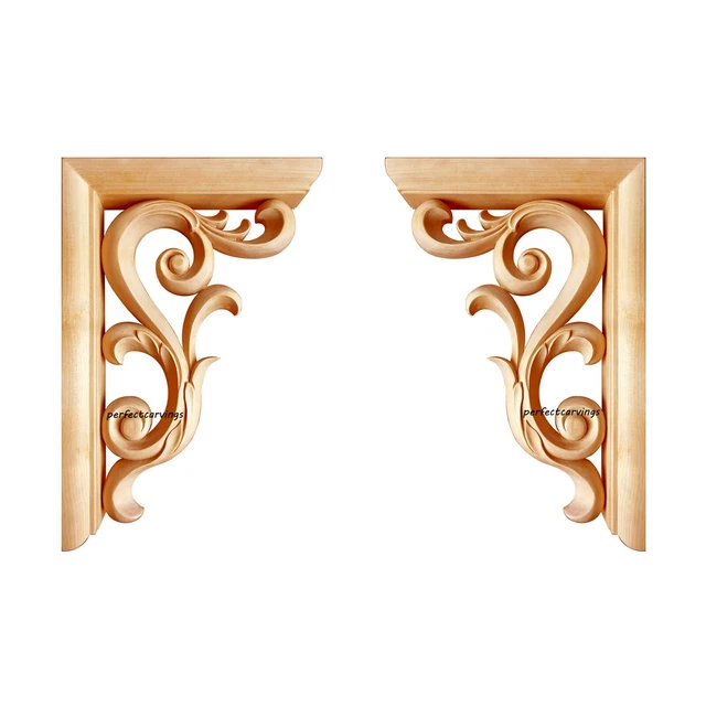 2 PIEZAS Elegante Soporte Tallado de Hoja de Lengua