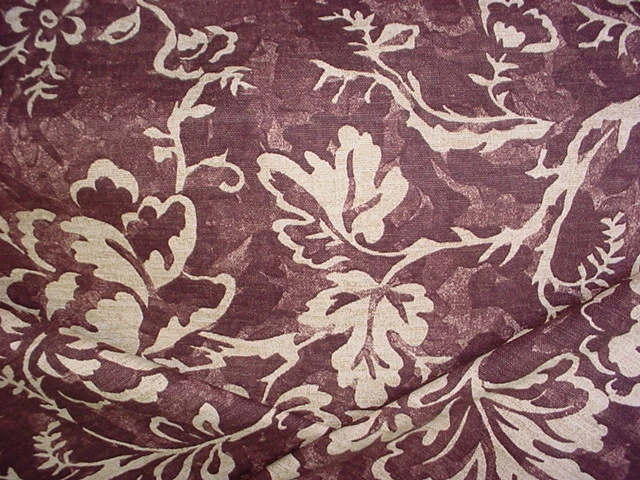 14-1/8Y Kravet Lee Jofa Mulberry Cream Floral Printed Linen Upholstery Fabric