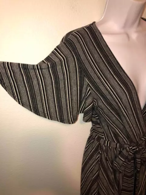 Kimchi Blue - size S - Black & White STRIPE jersey knit s/s WRAP DRESS 3