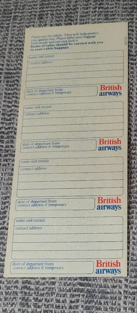 VINTAGE 1980S BRITISH AIRWAYS TICKET & TWA Baggage Tags - to Italy £12. ...