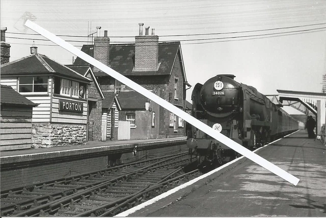 A VIEW OF 34026 at porton station in 1964 (wiltshire) £1.50 - PicClick UK